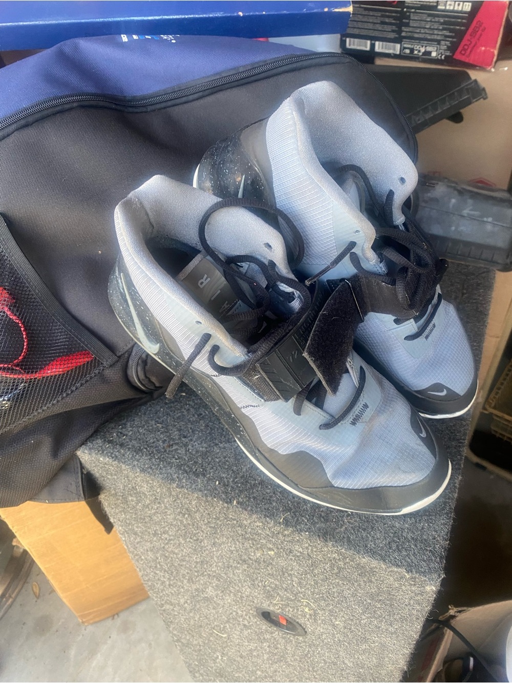Nike Kids Gray and Black Strap Sneakers